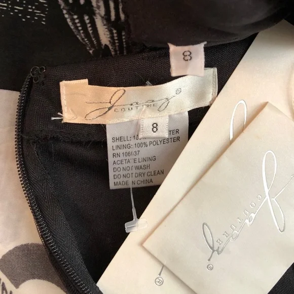 NEW JASZ COUTURE SZ 8 TWO PIECE BLACK LACE FLORAL FORMAL GOWN - Picture 8 of 10